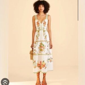 Off white mixed tropical romance midi dress FARM RIO